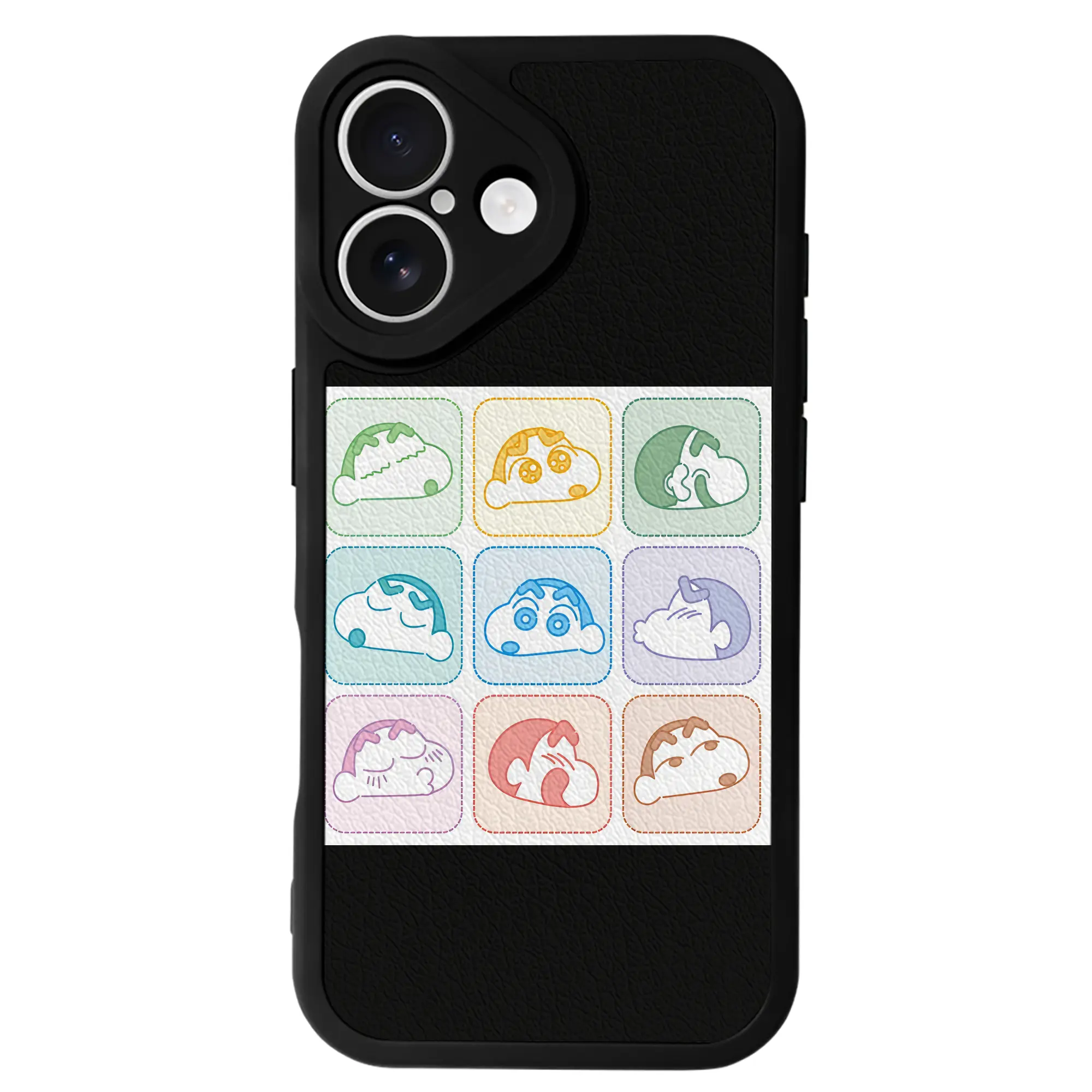 クレヨンしんちゃん グッズ 野原 しんのすけ - IPhone 16シリーズ対応 ・ シリコンスマホケース ・ レザー調 ・ 高精度フィット ・ 耐衝撃 ・ ワイヤレス充電対応 ・ 精密カット